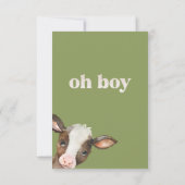 Moss Green Koe Oh Boy Baby shower Dank je Bedankkaart (Achterkant)