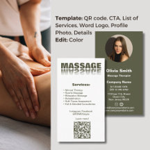 Moss Green Massage Therapeut Visitekaartje