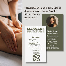 Moss Green Massage Therapeut Visitekaartje Klantenkaartje
