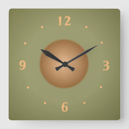 Moss Green met Tan Center Plain Kitchen Clock Vierkante Klok
