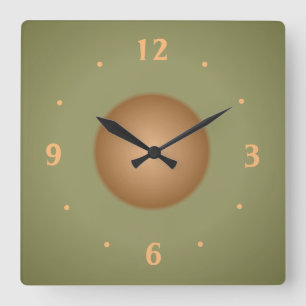 Moss Green met Tan Center Plain Kitchen Clock Vierkante Klok