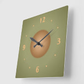 Moss Green met Tan Center Plain Kitchen Clock Vierkante Klok (Hoek)