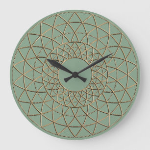 Moss Green Metallic Cirkel Patroon Grote Klok