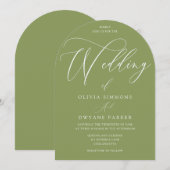 Moss Green Modern Arch Wedding Kaart (Voorkant / Achterkant)