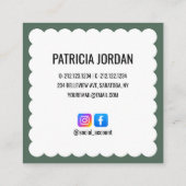 Moss Green Modern Wave Eenvoudige Social Media Ico Vierkante Visitekaartje (Achterkant)