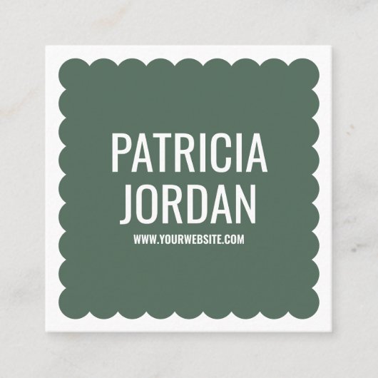 Moss Green Modern Wave Eenvoudige Social Media Ico Vierkante Visitekaartje (Voorkant)