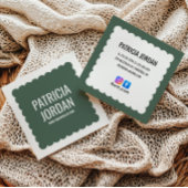 Moss Green Modern Wave Eenvoudige Social Media Ico Vierkante Visitekaartje