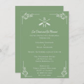 Moss Green Monogrammen en pijlen repetitie diner Kaart (Voorkant / Achterkant)
