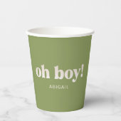 Moss Green Oh Boy! Baby shower papier beker (Voorkant)