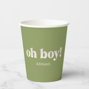 Moss Green Oh Boy! Baby shower papier beker
