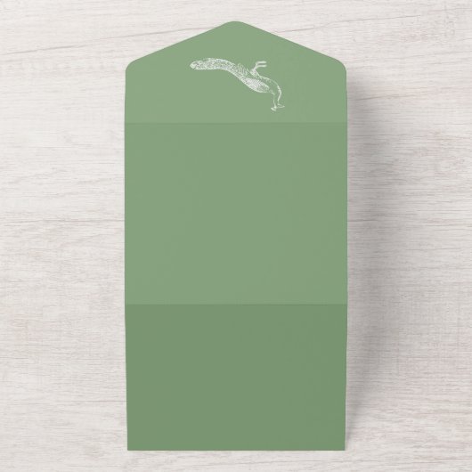 Moss Green Peacock bloeit alles in één uitnodiging (Buitenkant)