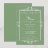 Moss Green Peacock Flourish Rehearsal Dinner Kaart (Voorkant / Achterkant)