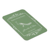 Moss Green Peacock Flourish Save the Date Magnet Magneet (Rechterzijde)