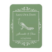 Moss Green Peacock Flourish Save the Date Magnet Magneet (Verticaal)