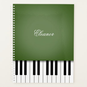 Moss Green Piano Music Keyboard Gepersonaliseerd Planner