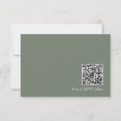 Moss Green Scan QR Code Maaltijdkeuze Trouwen RSVP Kaartje (Achterkant)