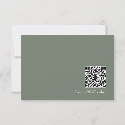 Moss Green Scan QR Code Maaltijdkeuze Trouwen RSVP Kaartje (Achterkant)