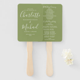 Moss Green Signature Script Wedding Program Handwaaier
