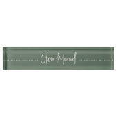 Moss Green Sketched Cursive Script Name Desk Name Naambordje (Voorkant)