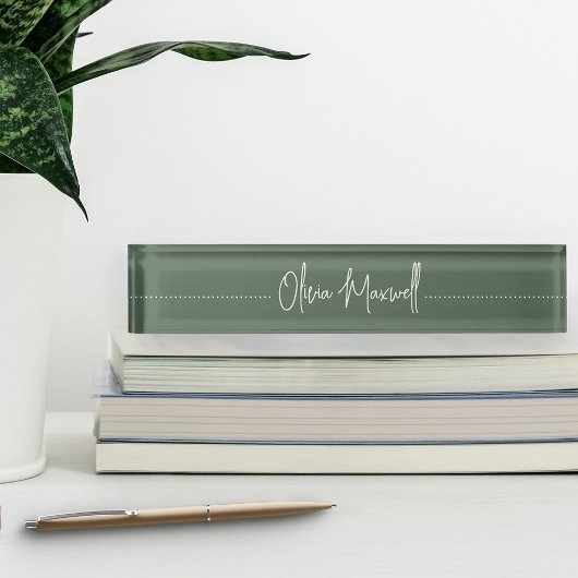 Moss Green Sketched Cursive Script Name Desk Name Naambordje