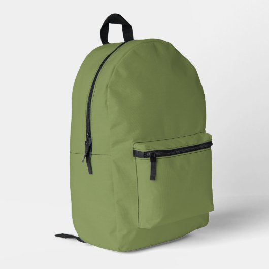 Moss Green Solid Color Bedrukte Rugzak (Achterkant Hoek Links)