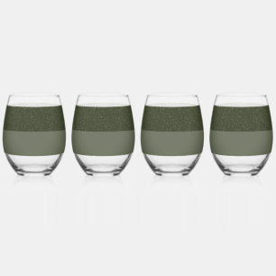  Moss Green Sparkle Stripe Glasses Wijnglas Zonder Voet