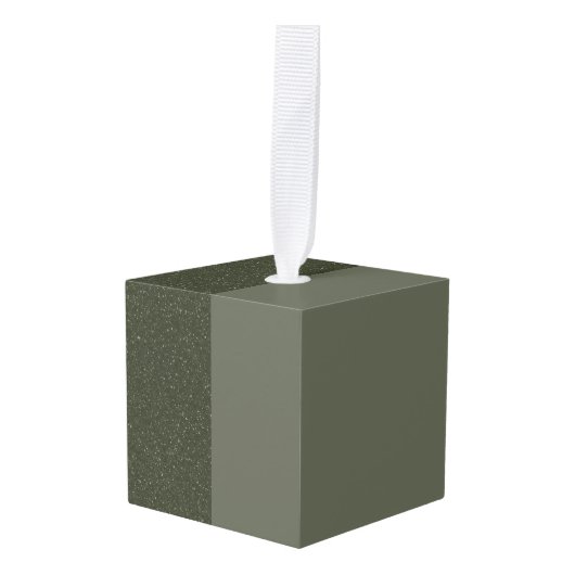 Moss Green Split Texture Cube Ornament – Aanpassen (Voorkant hoekig)