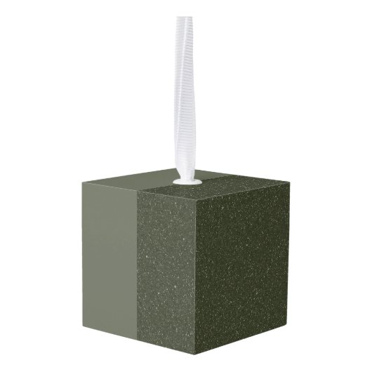 Moss Green Split Texture Cube Ornament – Aanpassen (Achter hoekig)