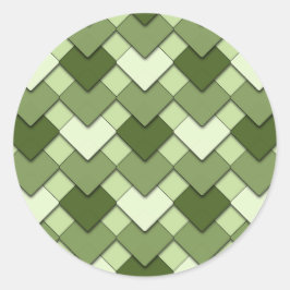 Moss Green Square en diamanten harlekijnpatroon Ronde Sticker