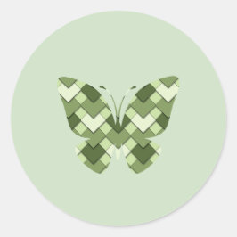 Moss Green Square en Diamond Harlequin vlinder Ronde Sticker