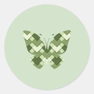 Moss Green Square en Diamond Harlequin vlinder Ronde Sticker
