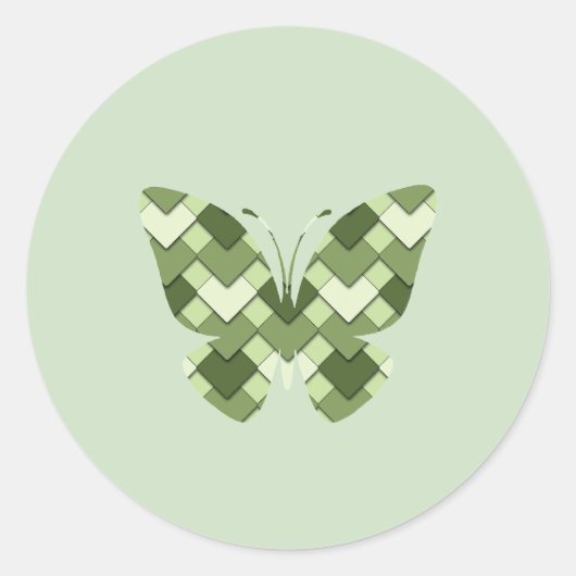 Moss Green Square en Diamond Harlequin vlinder Ronde Sticker (Voorkant)