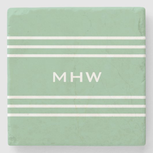 Moss Green Stripes aangepast onderzetter monogram (Voorkant)