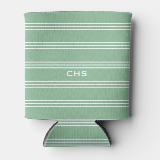 Moss Green Stripes aangepaste monogram koelbox Blikjeskoeler (Voorkant)