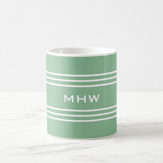 Moss Green Stripes aangepaste monogram-mokken Koffiemok (Center)