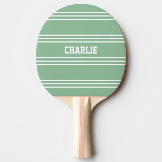 Moss Green Stripes aangepaste monogram paddle Tafeltennisbatje (Voorkant)