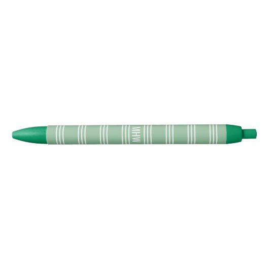Moss Green Stripes aangepaste monogram pennen (Voorkant)