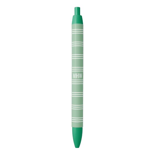 Moss Green Stripes aangepaste monogram pennen (Voorkant Verticaal)
