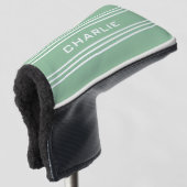 Moss Green Stripes aangepaste monogram putter cove Golfheadcover (3/4 voorkant)
