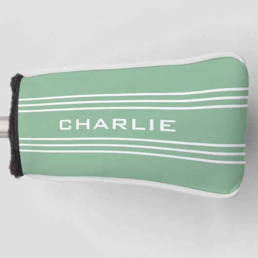 Moss Green Stripes aangepaste monogram putter cove Golfheadcover (Voorkant)