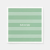 Moss Green Stripes aangepaste monogram servetten (Voorkant)