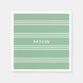 Moss Green Stripes aangepaste monogram servetten