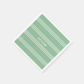 Moss Green Stripes aangepaste monogram servetten (Hoek)