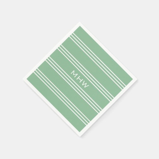 Moss Green Stripes aangepaste monogram servetten (Hoek)