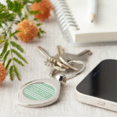 Moss Green Stripes aangepaste monogram sleutelkete Sleutelhanger (Zijkant)