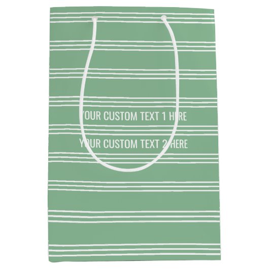 Moss Green Stripes aangepaste tekstcadeautassen Medium Cadeauzakje (Voorkant)