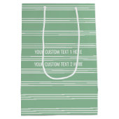 Moss Green Stripes aangepaste tekstcadeautassen Medium Cadeauzakje (Achterkant)