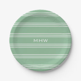 Moss Green Stripes bord aangepast monogram
