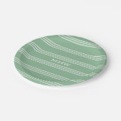 Moss Green Stripes bord aangepast monogram (Gekanteld)