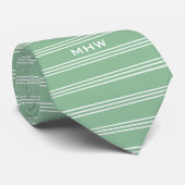 Moss Green Stripes op maat gemaakte monogram das (Opgerold)